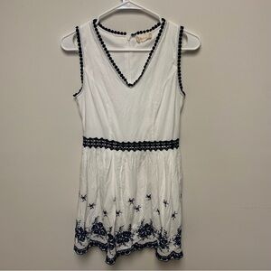 Altar’d State White Blue Embroidered Floral Sleeveless Dress